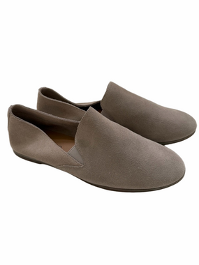 Lucky Brand Charsa Taupe Gray Suede Leather Slip On Flats Loafer Size 9.5
